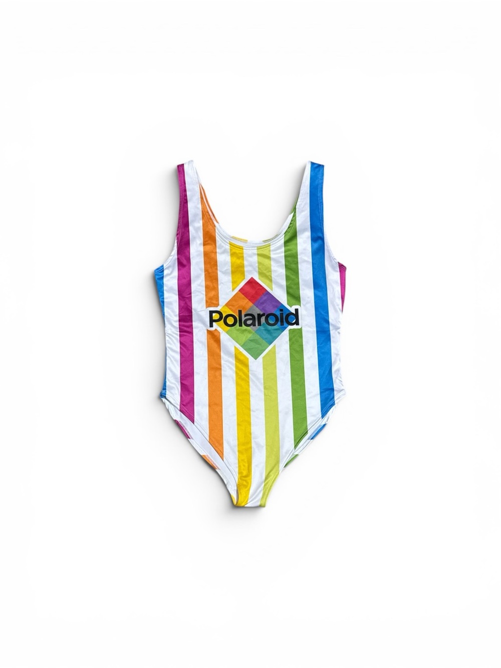 Polaroid Rainbow Stripe One Piece Swimsuit Women’s Large Pride Beach Pool